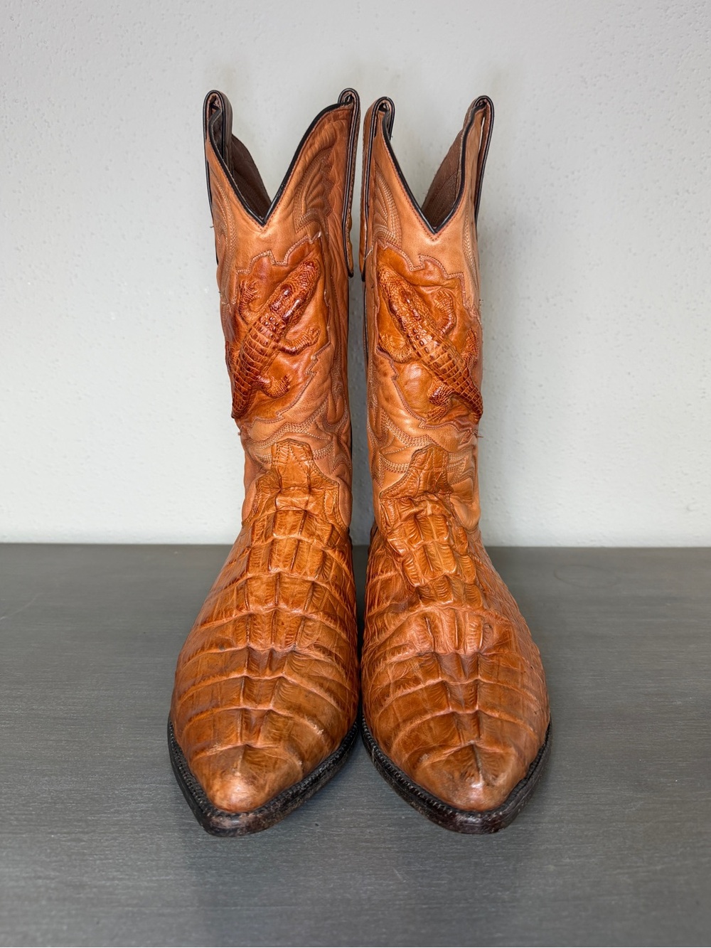 Caborca Men’s Exotic Crocodile Leather Boots 3D Detail Rare Western Mexico Sz 10